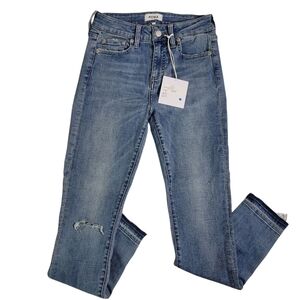 Pistola Audrey Mid Rise Skinny Light Wash Distressed Jeans 26